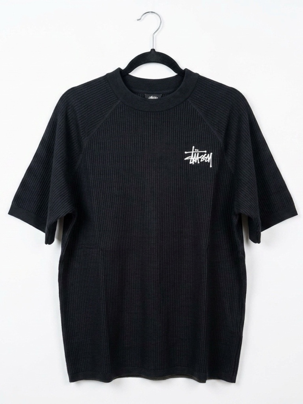Black Stussy Ribbed Short-Sleeve Tee